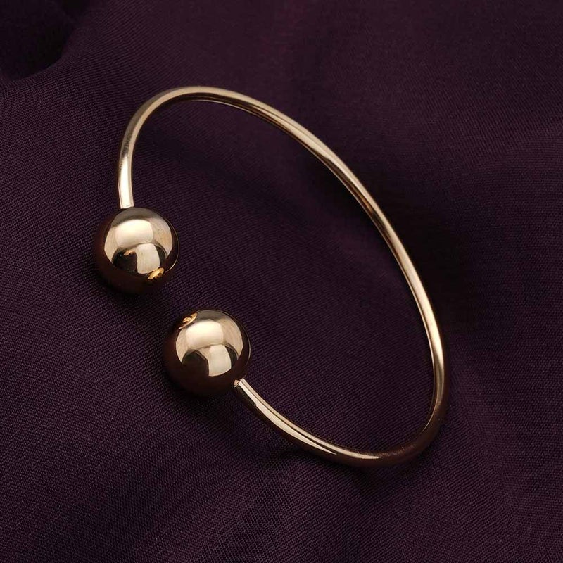 PALMONAS 18k Gold Tone Plated Ball Cuff Bangle Bracelet
 for Women - Image 2
